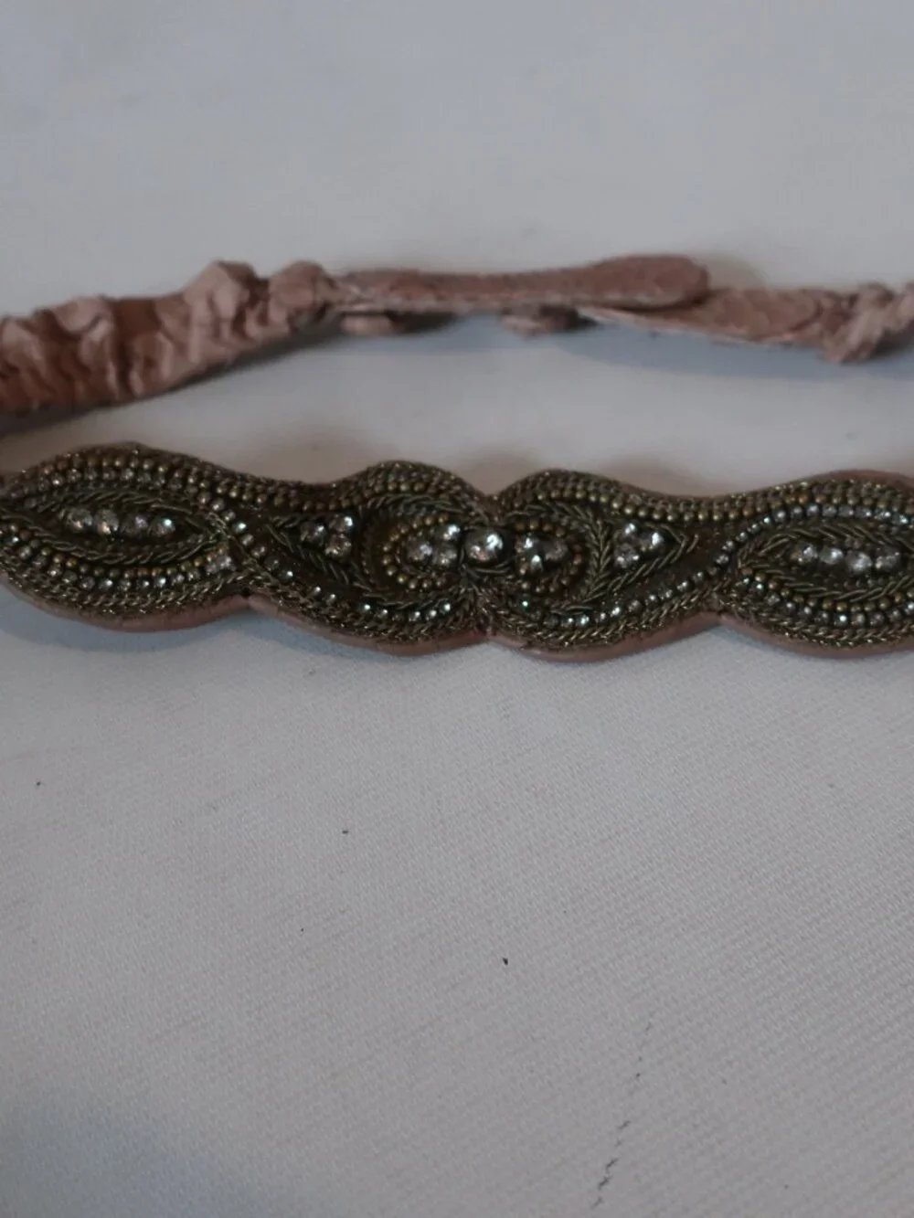 Womens Ambre Babzoe Beige Snake Scale Leather Vintage Waist Belt XS